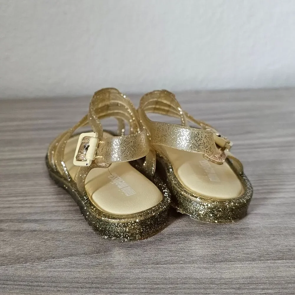 Mini Melisa Flox Sandal Glitter Gold Jelly Shoes Toddlers Little Kids USA 7
